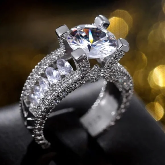 925 Sterling silver diamond ring - Picture 4 of 6